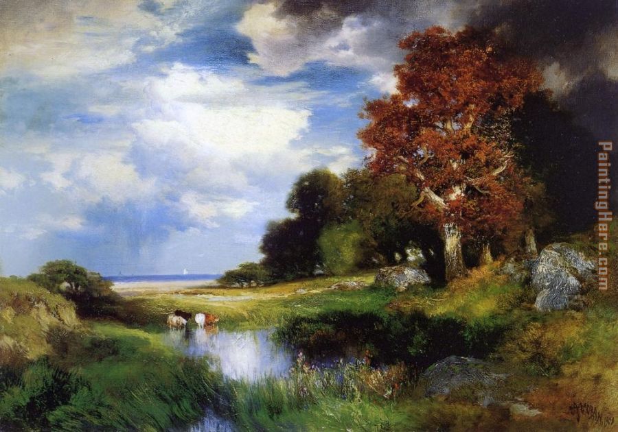 View of East Hampton painting - Thomas Moran View of East Hampton art painting